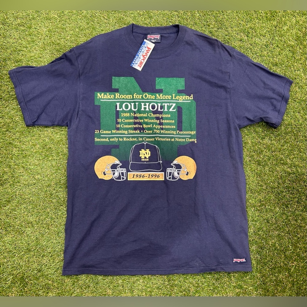 Vintage New W Tags Notre Dame Fighting Irish Legend Lou Holtz Tribute XL T-shirt